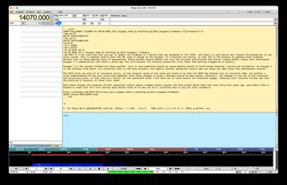 Screenshot of fldigi software displaying decoded message.